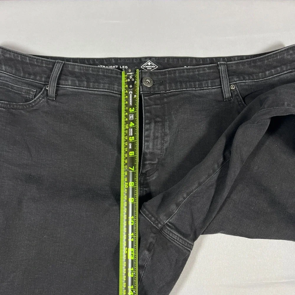St John's Bay Jeans Womens 24W Black Denim Cotton Stretch High Rise Straight Leg